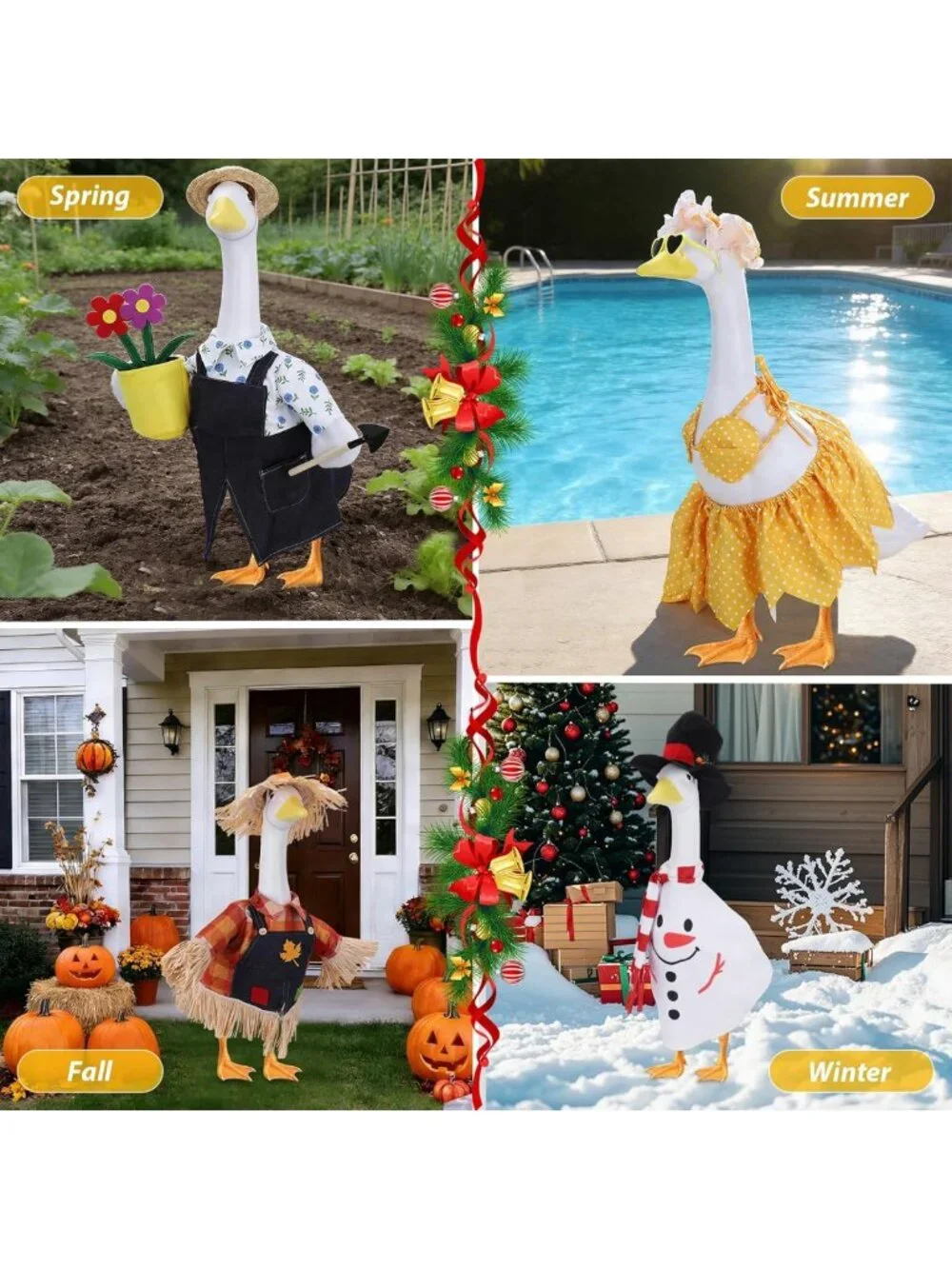 12-Piece Porch Goose Outfit Set | Holiday, Spring & Seasonal Decor for Lawn